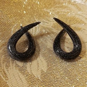 Black sparkly glass ear gauges 13/16"